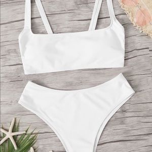 White square top with high cut bottoms